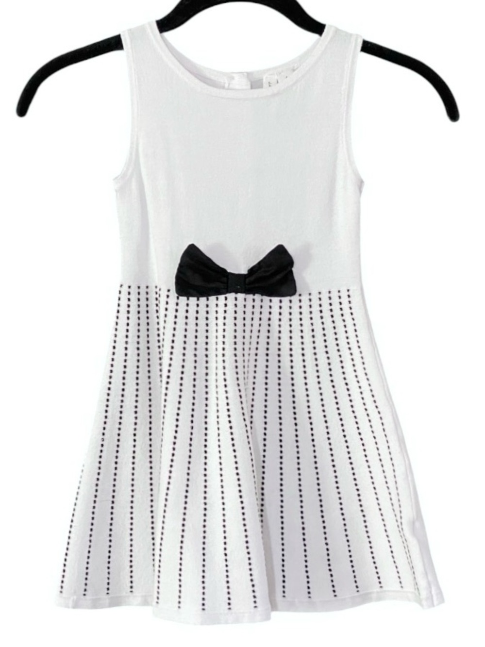 Janie and Jack Bow Sweater Dress Girls 4 Black White Preppy Holiday Party - Picture 2 of 8